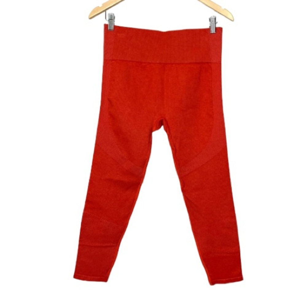 Joy Lab Solid Red Orange Ribbed High Waisted Performance Leggings New Size XL